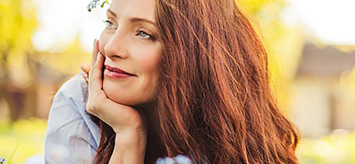 Beautiful redhead outdoors