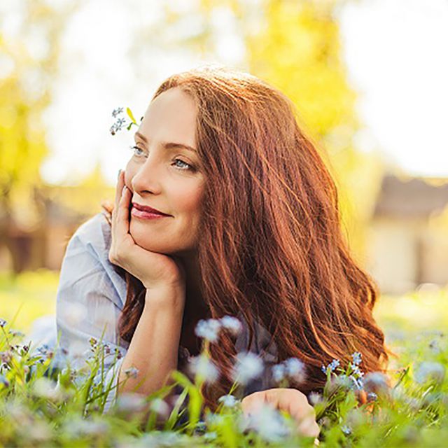 Beautiful redhead outdoors